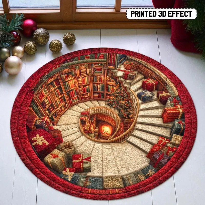 Commercial Book Printing Machines - Круглый ковер с 3D-принтом «Книжная библиотека»